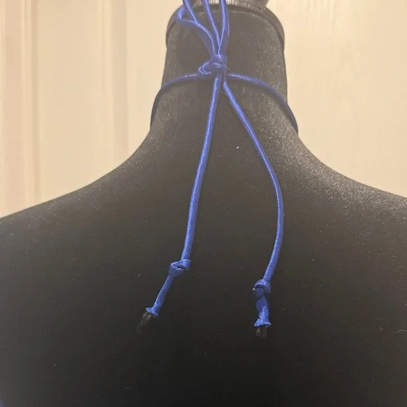 Y2K Wendye Chaitin Royal Blue  Satin Halter Dress - Picture 7 of 7